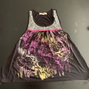 Rewind Size Small Black Floral Baby Doll Shirt